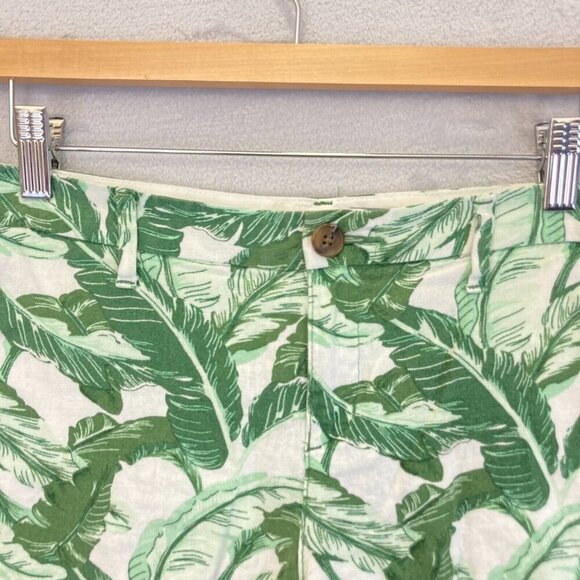 Old Navy LINEN Blend Tropical Shorts Womens 6 Floral Green Summer Lightweight - Picture 5 of 10